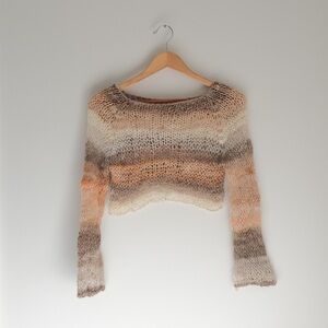 Striped Knit Cropped Sweater